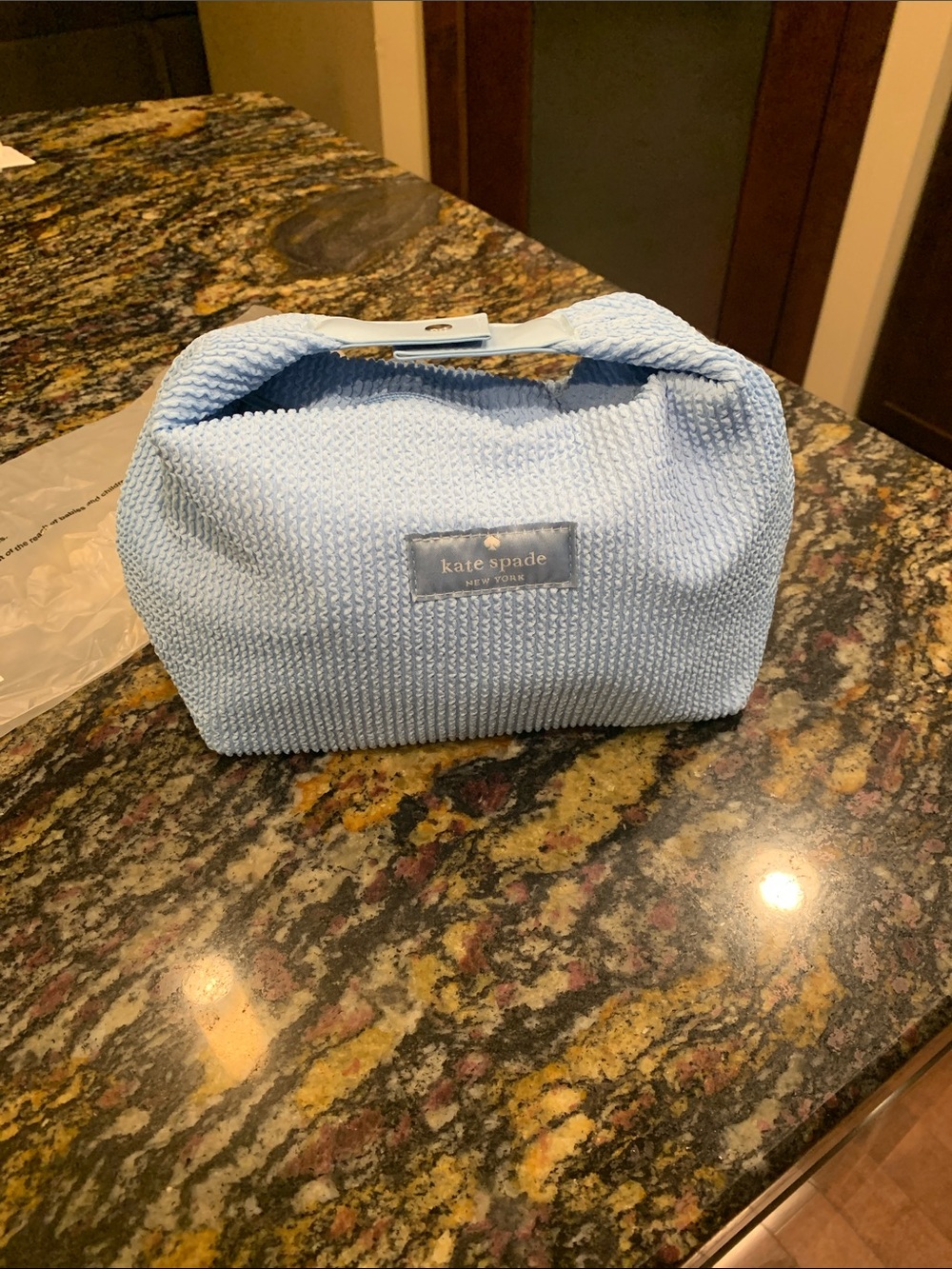 Kate Spade Light Blue Knit Cosmetic Case